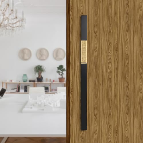 Image of Imperio 24 Inch Main Door Handle | Black and PVD Gold Finish | Stainless Steel Heavy Duty Entrance Handle for Home & Office Doors