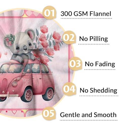 Koala Blanket Gifts - 60"x80" Cute Throw for Women, Girls - Pink Soft Fuzzy Blankets for Bed, Couch & Living Room