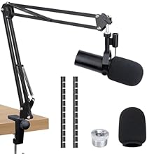 [Perfectly Fit] The mic arm and pop filter are designed to perfectly fit the SM7dB microphone. Experience effortless adjustments to find the ideal angle and height, empowering you to showcase your perfect voice with ease. [Stable Arm] The Shure boom ...