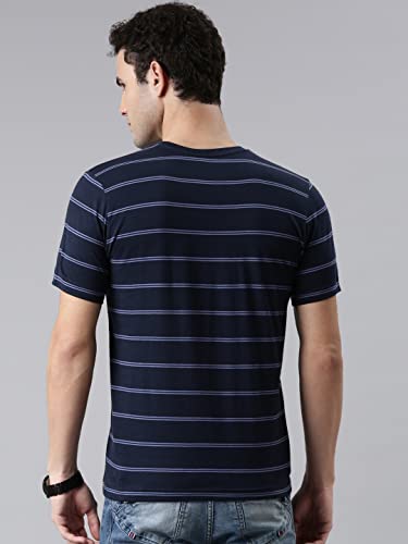 Image of F A S O Men's T-Shirt - Super Soft Combed Cotton Rich Fabric Sporty Striped Design Customized Comfort Fit