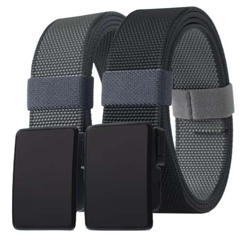 Reversible Nylon Belts 2-in-1 Adjustable Belt with Rotating Metal Buckle, Durable, Cut-to-Fit Tactical Work Belt