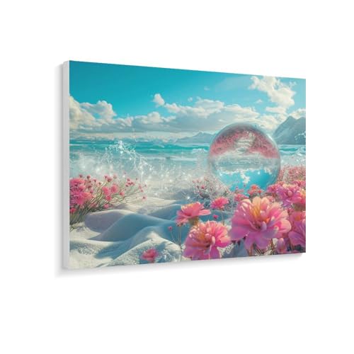 数字油絵 ラッセン 浜辺のピンクの花 デジタル油絵 数字キットによる絵画 DIY絵 手塗り 美しい熱帯の風景 魅力的な花 数字キット塗り絵 壁飾り ホーム オフィス装飾 数字塗り絵 手工芸 初心者 大人 子供 贈り物 40×30cm