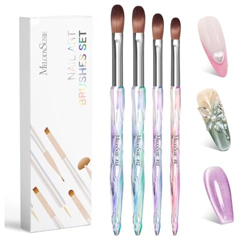 MelodySusie 4Pcs Professional Nail Brush Set Cover
