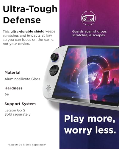 Image of Lenovo Legion Go S Screen Protector, High-Transparency Glass, 9H Hardness, Protects Against Drops, Scratches & Scrapes, 0.45mm Thick, Ultimate Protection for Legion Go S Gaming Console Gamer