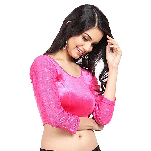 Image of Vamas Women's Velvet Non-Padded Stretchable Long Sleeve Saree Blouse (A-46)