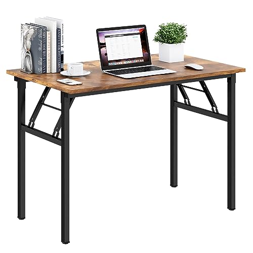 AuraCraft Klapptisch,Schreibtisch,Computertisch PC Tisch,Schreibtisch klein,Kleiner Klapptisch,Bürotisch Schreibtisch Holz Officetisch (Vintage-Schwarz, 100x60CM)
