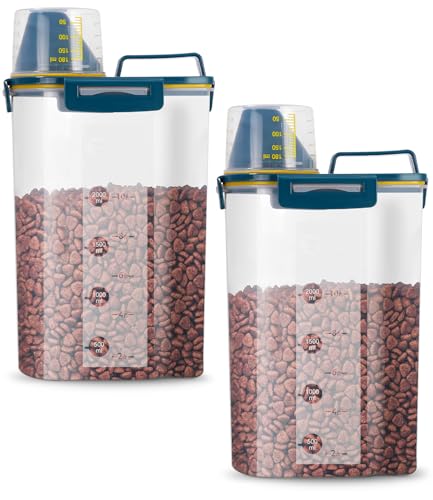 jutyum 2 Contenedor Comida Perro 3L, Dosificador Detergente Lavadora, Botes Cocina Almacenaje, Almacenaje Cocina, Contenedor Pienso Perros, Botes Hermeticos Cocina, Recipientes para Alimentos