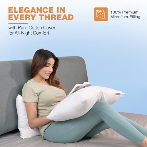Image of CareFoam Height Adjustable Microfiber Sleeping Pillows - Set of 2 | 16 inch x 24 inch| Soft, Supportive & Washable | Ideal for Back, Side & Stomach Sleepers | White