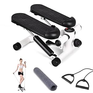 LEFOSSI Steppers for Exercise, Mini Stepper with Super Quiet Design, Exercise Equipment for Home Workouts, Steppers with LCD Monitor, Resistance Bands and Floor Mat.