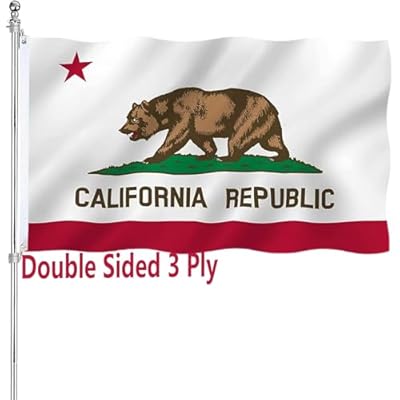 California Republic State Flag Double Sided 3x5 Outdoor Heavy Duty 3 Ply Cali Bear Flags with Durable Canvas Header and ?2 Brass Grommets Vivid Colors CA Flags