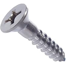 #8 x 1-1/2" Flat Head Wood Screws, Phillips Drive, Type 316 Marine Grade Stainless Steel, Partial Thread, Bright Finish, Quantity 50 By Fastenere