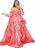 ChliEarime Hecate Vestido de fiesta largo Vestido de fotografía sin tirantes de la mujer de la maternidad Coral XXL