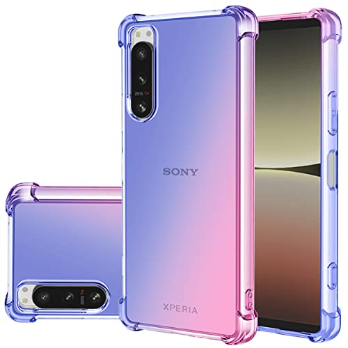 Gufuwo Funda para Xperia 5 IV Case, para Sony 5 IV XQCQ62B-GC Case Ultrafina Degradé Antiarraños con TPU Flexible y Protección Antigolpes Funda Protectora para Sony Xperia 5 IV Azul/Rosa