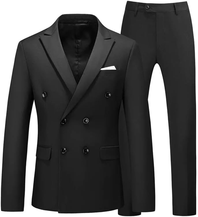 Men Suits 2 Piece Double Breasted Tuxedo for Men Slim Fit Formal Dress Blazer Jacket Pants for Wedding Prom