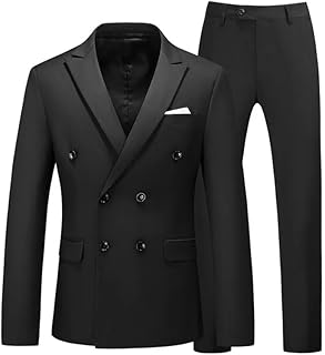 Men Suits 2 Piece Double Breasted Tuxedo for Men Slim Fit Formal Dress Blazer Jacket Pants for Wedding Prom