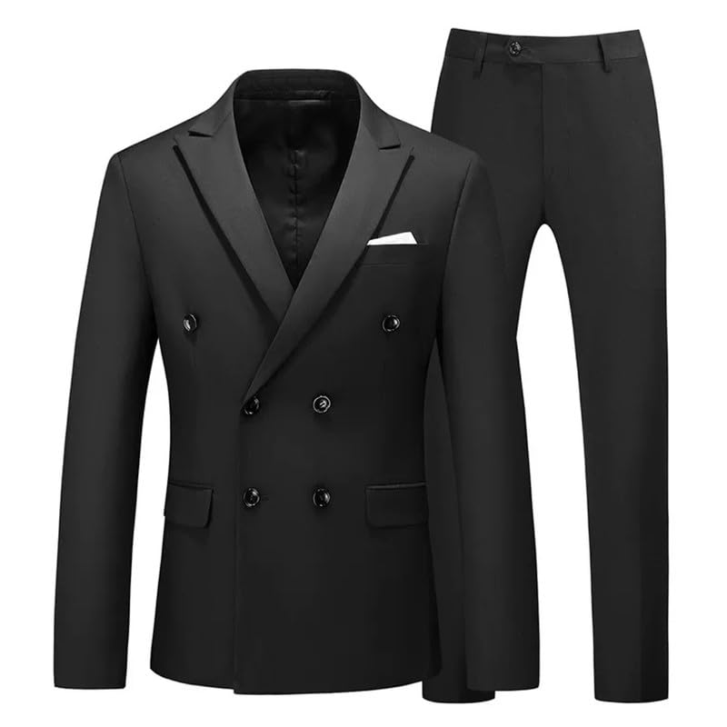 Men Suits 2 Piece Double Breasted Tuxedo for Men Slim Fit Formal Dress Blazer Jacket Pants for Wedding Prom