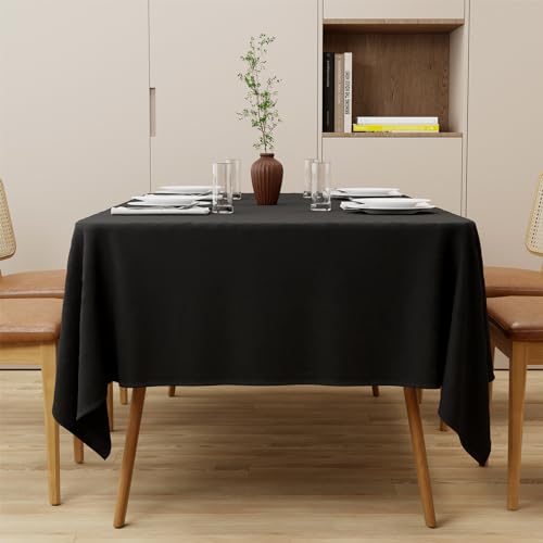 Zdada Nappe lavable, 85 x 85 cm, carrée, en polyester, résistante aux rayures et anti-taches, pour extérieur, jardin, salle à manger, fête et maison, noire