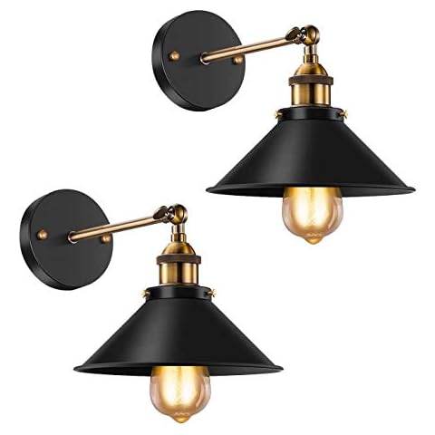 Vintage Wall Sconce Licperron Black Antique 240 Degree Adjustable Industrial Wall Light for Restaurants Galleries Aisle Kitchen Room Doorway 2 Pack Cover