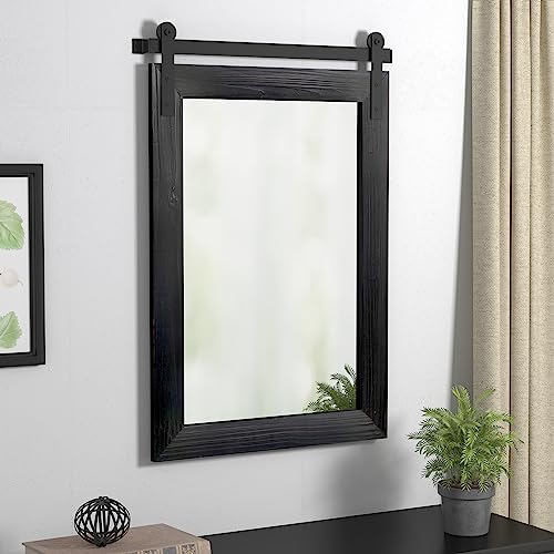 Image of COGOOD Bathroom Mirrors for Over Sink - 42 inch x 29 inch Farmhouse Barn Door Mirror for Living Room, Entryway, Bedroom, Vanity Wall Decor Black
