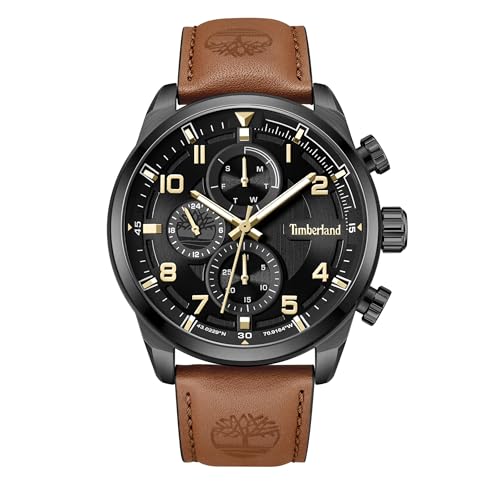 Chronographe Timberland HENNIKER II montre homme en cuir brun TDWGF2201102