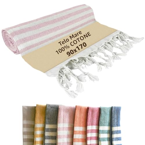SoNiT home decor - Asciugamano Mare Cotone - Telo Mare Leggero - Telo Mare Cotone - Teli Mare - 100% Cotone - Rosa - 90x170