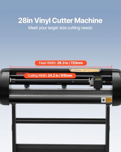 Image of VEVOR Vinyl Cutter Machine, Upgraded 28 Inch Paper Feed Cutting Plotter Bundle, Adjustable Force & Speed Vinyl Printer with Powerful Stepper Motors, Signmaster Software Compatible with Windows System