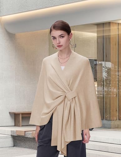 FUGREEN Shawl Wraps for Women Large Warm Cross Front Poncho Sweater Elegant Wedding Travel Shawls Cape for Fall Winter Spring2