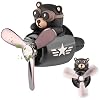 Car Air Freshener Retro Airplane Black Bear,Aromatherapy Car Diffuser Vent Clip,Christmas Easter Rotating Propeller Car Air Outlet Ornament for Men Women(with 2 Incense Slices)