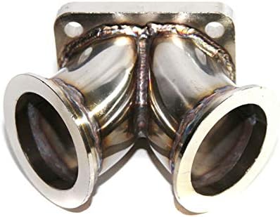 Turbo Charger Flange Conversion Adapter T4 4-Bolt to Twin 2.5" V-Band Straight