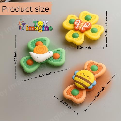 Image of Toy Imagine Insect-Themed Suction Spinner Toys for Babies & Toddlers - Fidget Toys for Kids 0 to 5 Years - Travel-Friendly Baby Toys (Insect-Themed-1)