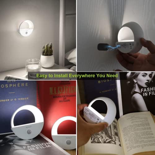 Auraxy Rechargeable Motion Sensor Night Light, Battery Night Lights Led Cool White Magnetic Stick-On Motion Sensored Hallway Light, With Dusk To Dawn Sensor For Stair, Wall, Bedroom, Bathroom(3 Pack) #TOP6