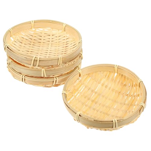 STOBAZA 4pcs Hand Woven Storage Plates Household Storage Baskets for Home Restaurant Easy to Clean Containers Sustainable Design