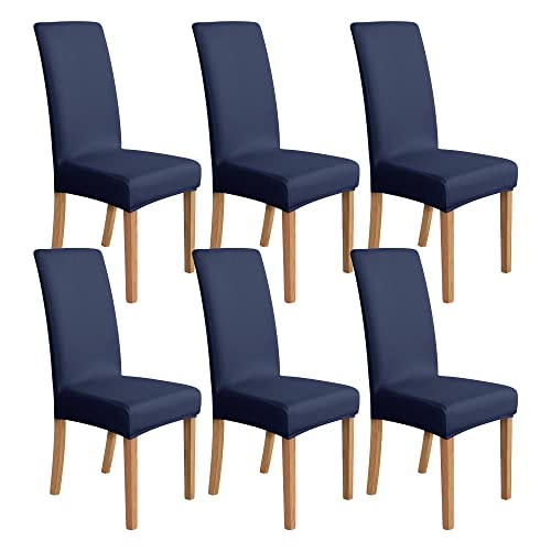 Image of Amazon Basics Dining Chair Covers, Stretch Parson Chair Slipcover, Removable Washable Chair Protector for Home /Restaurant /Banquet, Navy, 6-Pack