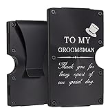 Groomsmen Wallets Personalized Gifts Set Custom for Groomsmen Metal Black Wallet Aluminum with Money Clip Engraved Groomsman Gifts Elegant Card Holder Wallet