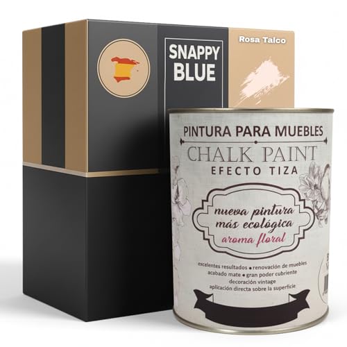 Snappy blue Pintura a la Tiza para Muebles sin lijar ROSA TALCO 750ML Chalk Paint Efecto