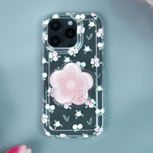Image of Peeperly Back Cover Case for iPhone 14 Pro Max Scratch Resistant Anti-Slip TPU Shockproof Protective Durable Cute Korean Floral Phone Gripper Case for Girls & Women(Green)