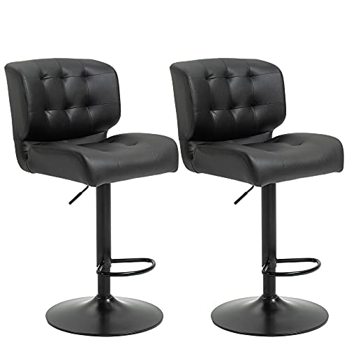 Adjustable Bar Stools Set of 2 for Home Bar in Black