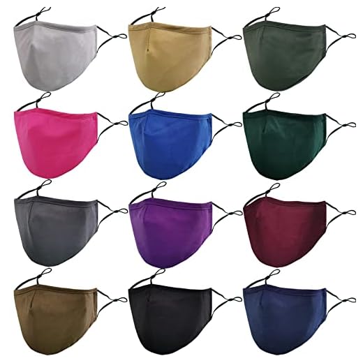 MAZJOYDAY Washable Reusable Cloth Face Masks for Women Men - Breathable Face Mask with Nose Wire and Filter Pocket for Adult, Face Mask Adult /Mix Color 12 Pcs, 1 Count (Pack of 12)