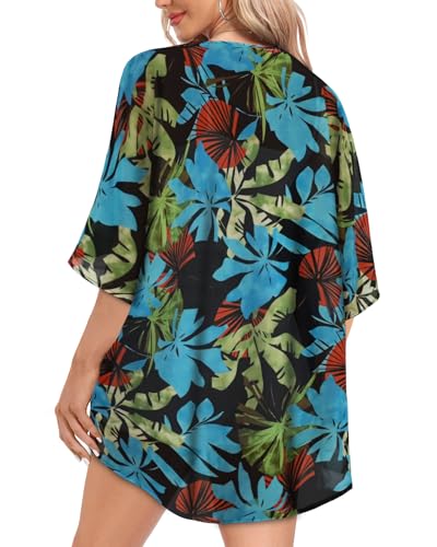 Image of Women Kimono Cardigans Casual Summer Tops Cover up Open Front Floral Print Resort Wear 2026