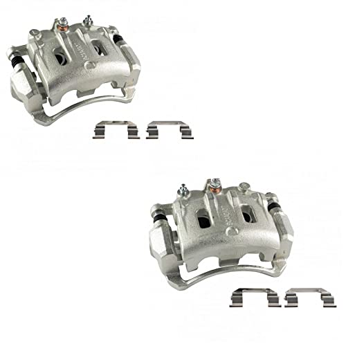 Image of TRQ Front Brake Caliper Set Zinc Coated Brackets Hardware Compatible with 2012-2015 Chevrolet Captiva Sport 2007-2009 Equinox 2007-2009 Pontiac Torrent 2008-2010 Saturn Vue 2007-2009 Suzuki XL-7