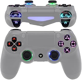 eXtremeRate Multi-Colors Luminated D-pad Thumbstick L1 R1 R2 L2 Home Face Buttons DTFS (DTF 2.0) LED Kit for PS4 CUH-ZCT2 Controller with Classical Symbols Buttons - 10 Colors Modes 7 Areas DIY Option