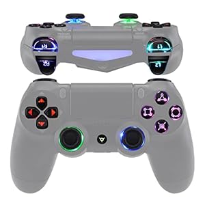 eXtremeRate Tasten Knöpfe für P S 4 Controller D-Pad L1 R1 R2 L2 Buttons Trigger Thumbsticks DTFS LED Kit CUH-ZCT2 für P S 4 Controller-Symbols Leuchttaste 10 Farben Modi 7 Bereiche(DTF 2.0)