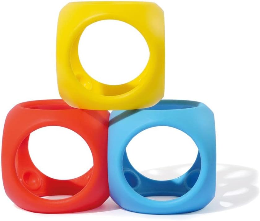MOLUK 43420 Oibo Gripping and Teething, Play Ball, Stacking Game, Baby Toy from 0+ Months, 3 Pieces, Primary Colours, Yellow, Red, Blue