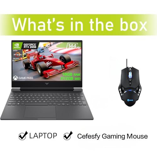 Image of HP 2023 Victus 15 Gaming Laptop, 15.6 inch FHD IPS 144Hz Display, AMD 6-Core Ryzen 5 7535HS (>i7-11800H), 32GB RAM, 1TB SSD, NVIDIA GeForce RTX 2050, Backlit Keyboard, Wi-Fi 6, Windows 11 Home