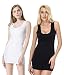 Moxeay Womens Extra Long Stretch Cotton Tank Top (Large, White&Black)