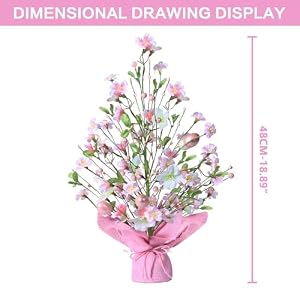 Super Holiday Easter Decorations 18 Inch Artificial Easter Pink Egg Flower Tree Tabletop Decorations for Home Party Wedding Holiday Spring Summer Decor
