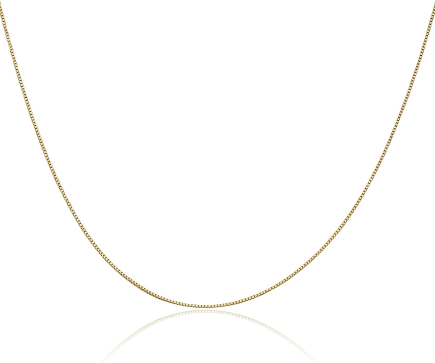 IceCarats 14K Solid Yellow Gold 0.5mm Dainty Link Box Chain Necklace Polished
