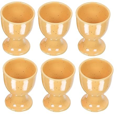 Image of Qimacplus Elevate Your Breakfast Experience Soft Boiled Egg Holder Set Stylish Ceramic Egg Cups Perfect Housewarming Gift Set of 6 (Mustard)