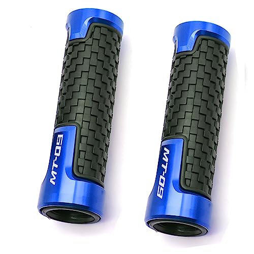 Poignées guidon moto CNC en alu bleu design épuré pour Yamaha MT09