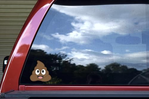 Image of StickerTalk Smiling Face Poop Emoji Vinyl Sticker, 4 inches x 4 inches